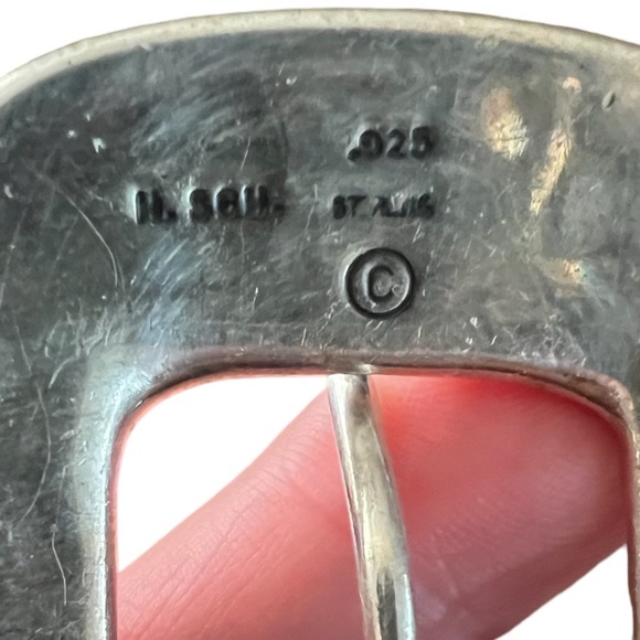 Beaded Western Leather Belt .925 silver buckle. Size 40 - Picture 2 of 2